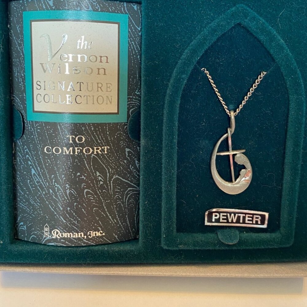 Vernon Wilson Signature Collection Pewter Necklace With Cross & Isaiah 49:15 Cha